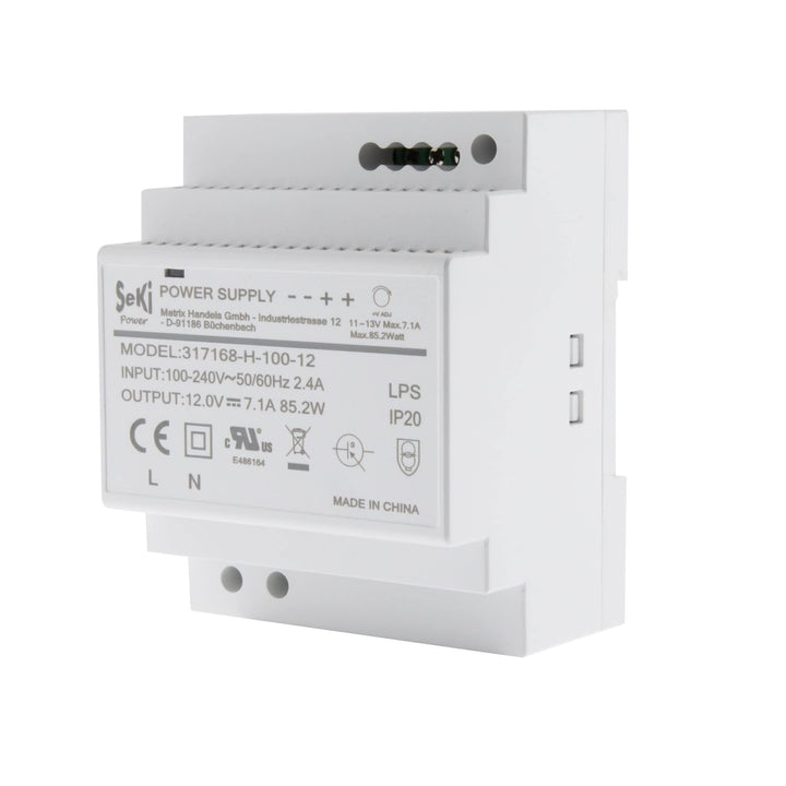 SeKi Hutschienen-Netzteil H-100-12 - 12V - 7,1A - 85W DIN Rail - DIN Schienen Netzteil, 85 Watt (7,1