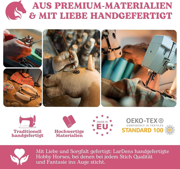LarDen Hobby Horse Zubehör SeilSet - Halfter mit Zügel &amp; Halsring für Grösse M Steckenpferd - Dunkel