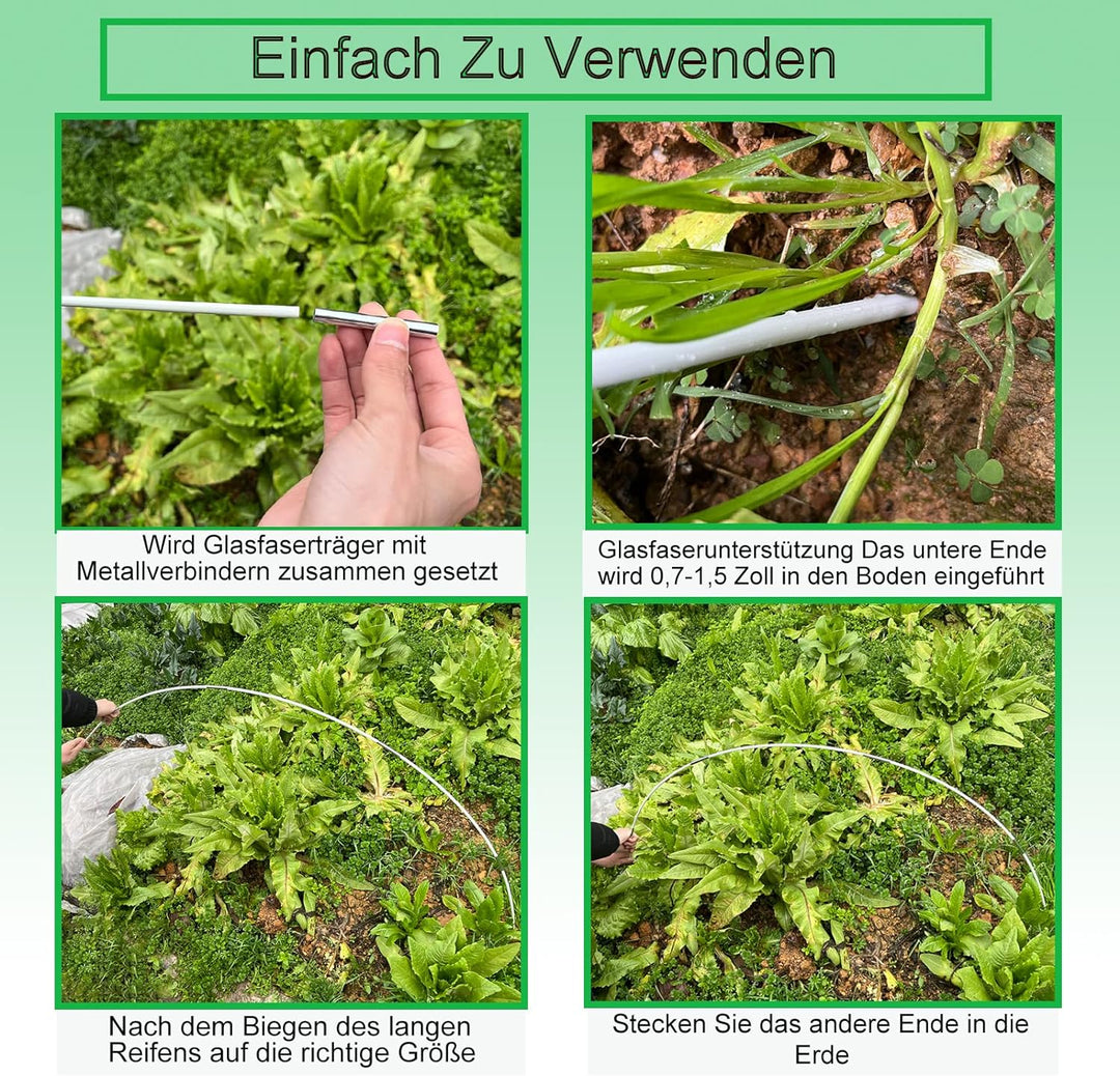 YUNSTK Gewächshausreifen Fiberglas, 20Pcs Gewächshaus Hoops, Folientunnel Bögen für Hochbeet, Rostfr