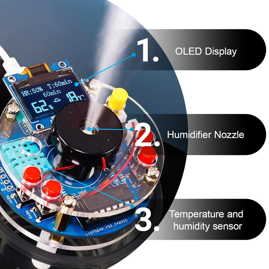 USB Luftbefeuchter Modul,mit Temperatur- und Feuchtigkeitssensor, OLED-Display, automatischer Abscha