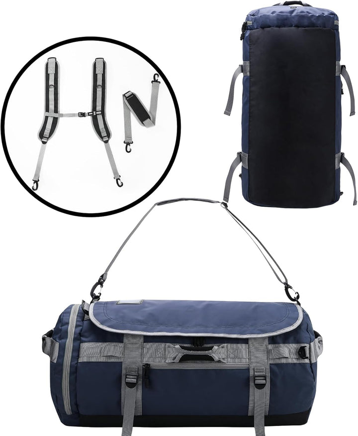 MIER Grosse Sporttasche wasserdicht Sportrucksack mit Schuhfach umwandelbar in Rucksack, 45L/60L/90L