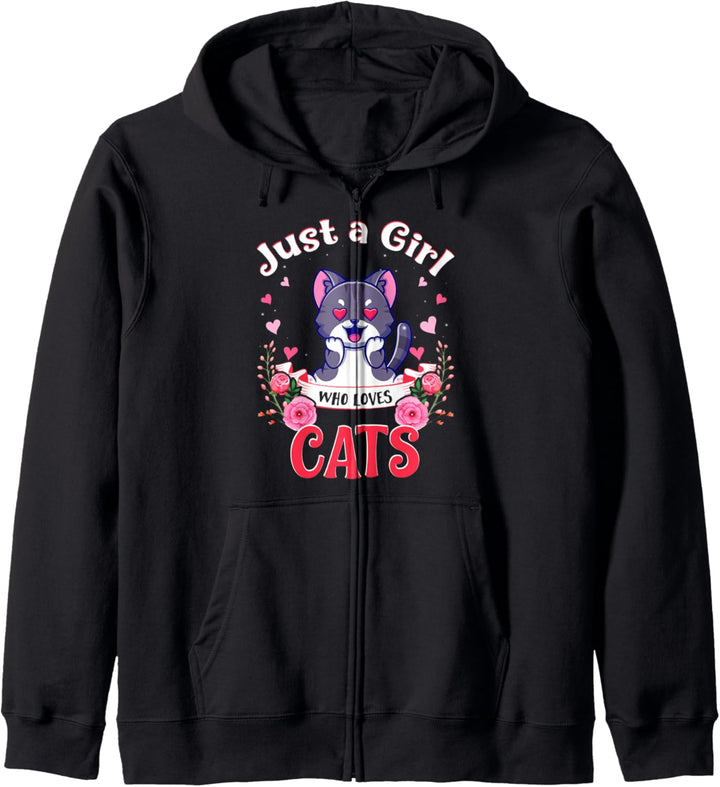 Mädchen, das Katzen liebt, Katzengeschenke für Kapuzenjacke