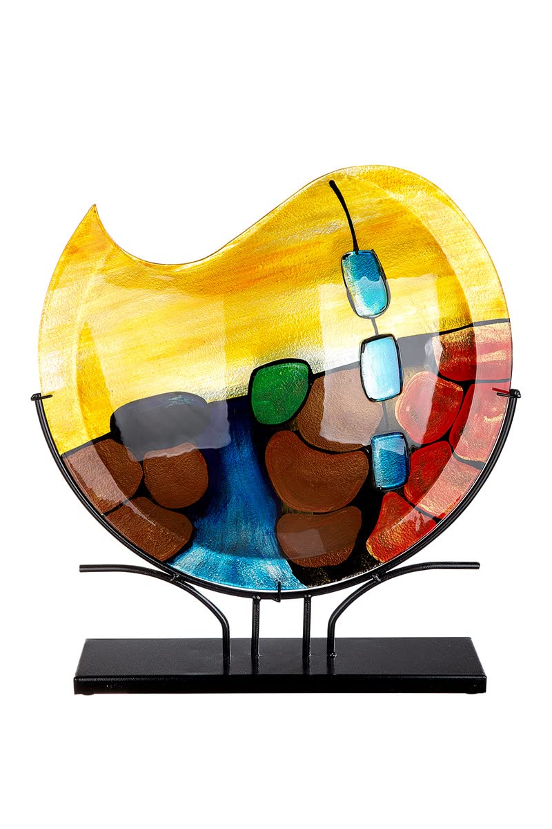 GILDE GlasArt Deko Vase Murano rund Glas Mehrfarbig 39932, Höhe 49 cm Höhe 49 cm Mehrfarbig, Höhe 49