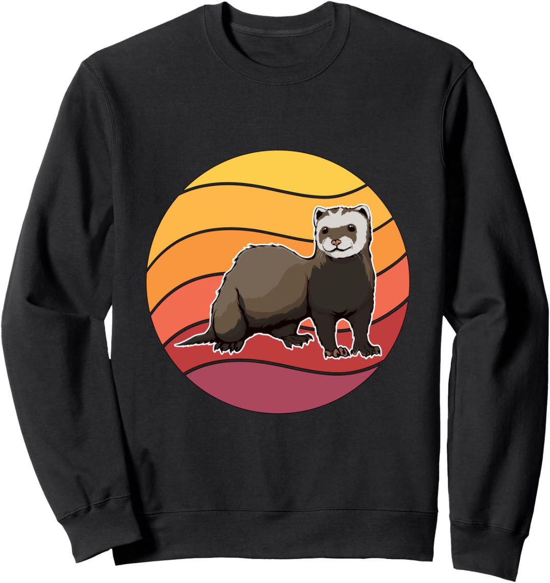 Retro Frettchen Design Sunset Sachen Frettchen Sweatshirt