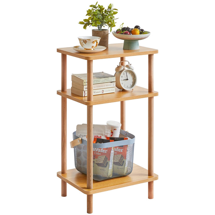 IBUYKE Holz Beistelltisch, Nachttische mit 3 Ebenen, 39x29x68.5cm, Couchtisch, Sofatisch, für Schlaf