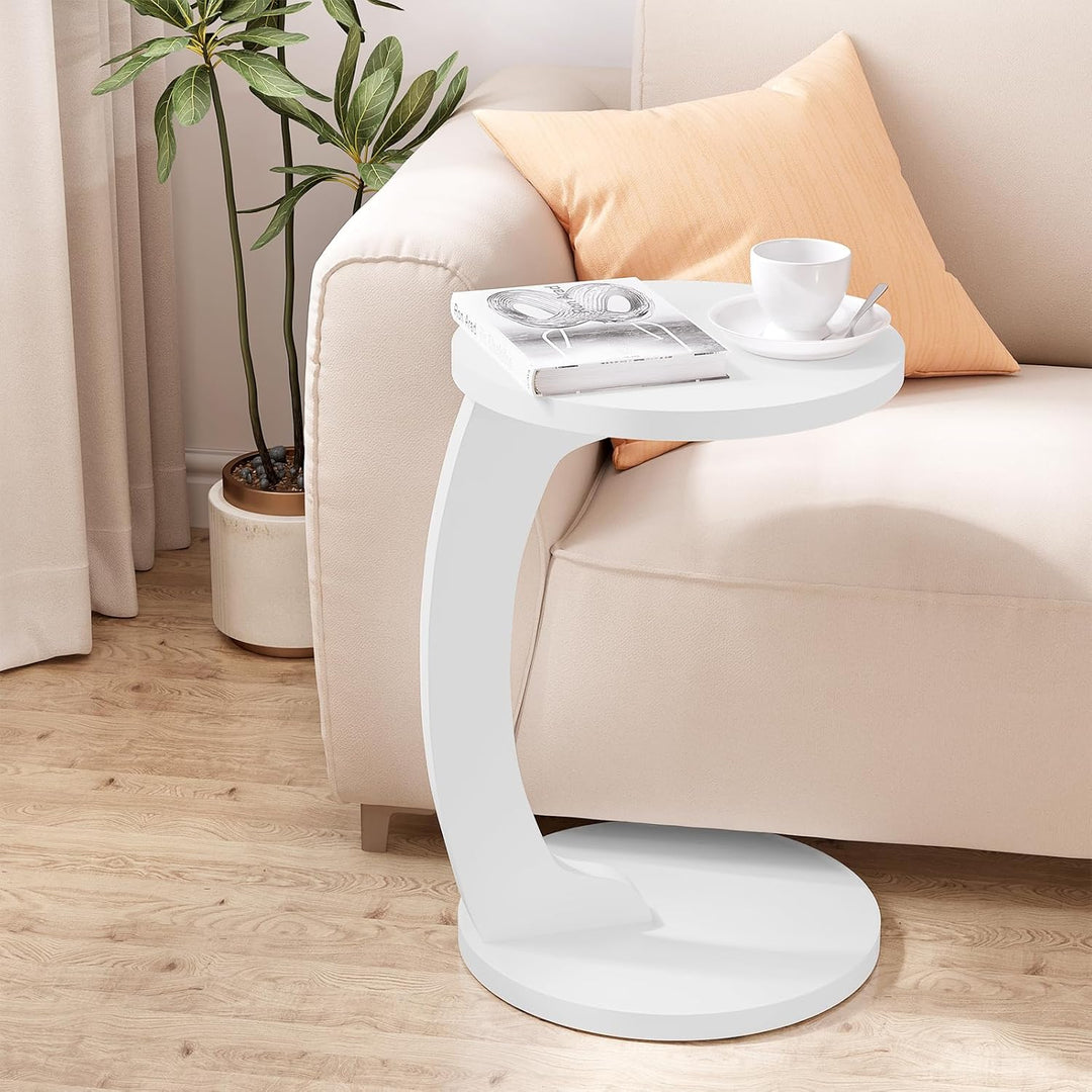 WOLTU Beistelltisch C Form, Couchtisch rund, Sofatisch Kaffeetisch Wohnzimmertisch Abstelltisch, Kle