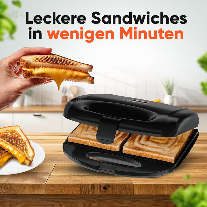 Clatronic® Sandwichmaker | für viereckige Sandwichplatten | Sandwichtoaster mit Antihaftbeschichtung