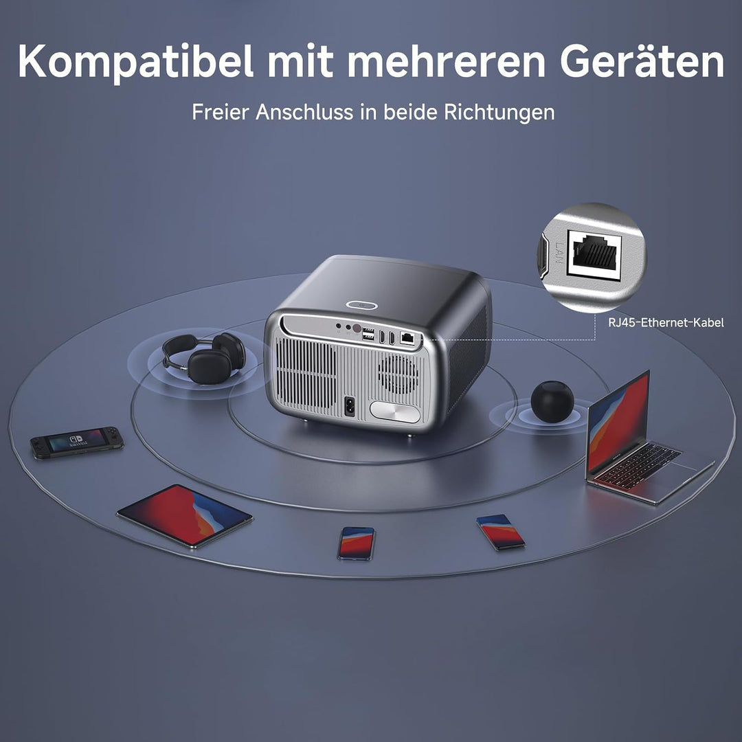 4K Smart Beamer mit Netflix &amp; Dolby Audio, 1500 ANSI, Autofokus | iSinbox Heimkino Projektor mit HDR
