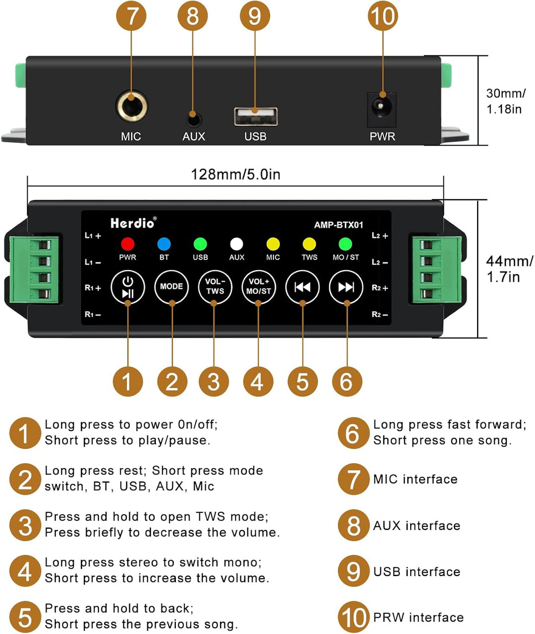 Herdio 4 Zoll Bluetooth Outdoor-Lautsprecher 400 Watt Wasserdicht Aussenlautsprecher für Garten, Ter