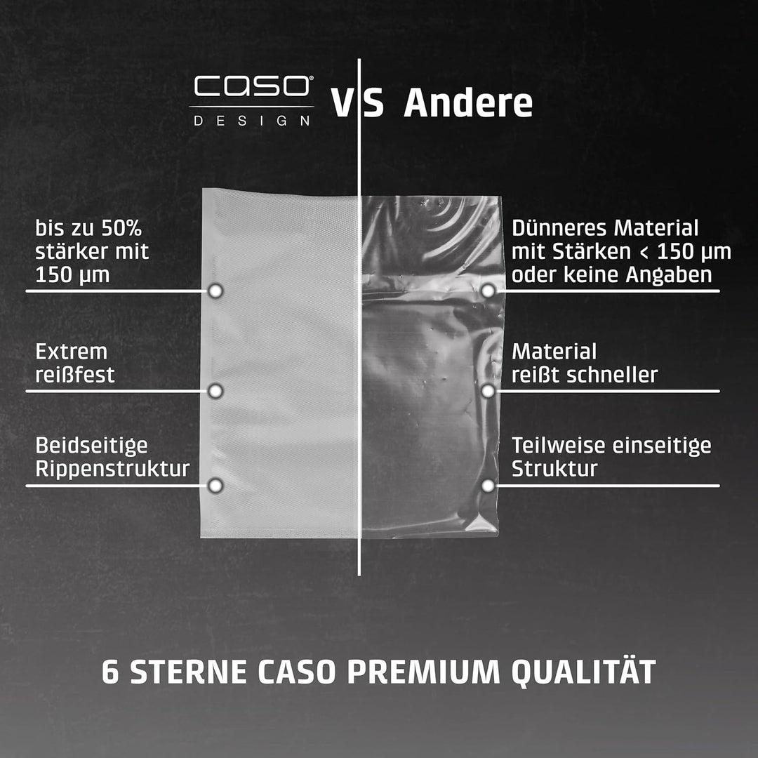 CASO 6 Sterne Profi-Folienbeutel 30 x 40 cm, 50 Beutel, für alle Vakuumierer, SousVide-geeignet, wie