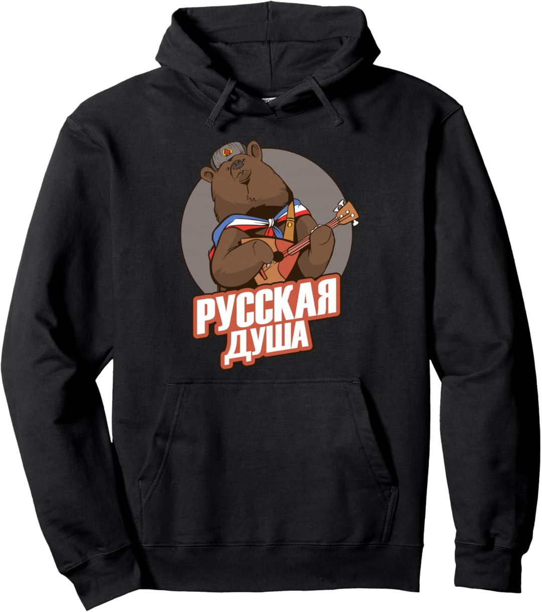 Russischer Bär mit Balalaika Russische Flagge Russen Pullover Hoodie