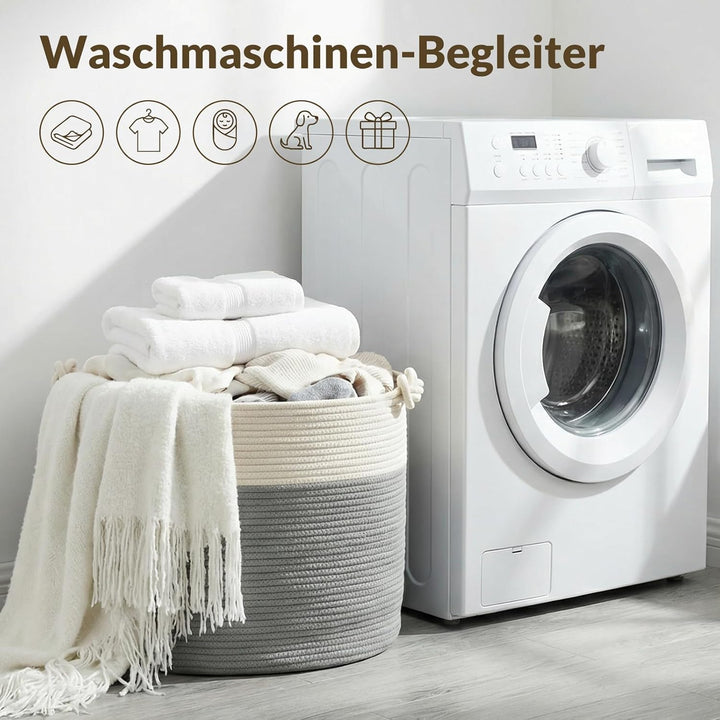 COSYLAND Aufbewahrungskorb Gross für Wohnzimmer, geflochtener Wäschekorb aus Baumwollseil, Wollkorb/
