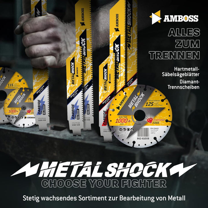 AMBOSS METAL SHOCK - 3x Säbelsägeblatt Länge 230 mm / 10 ZpZ - ideal für Abriss / Aufbau / Demontage
