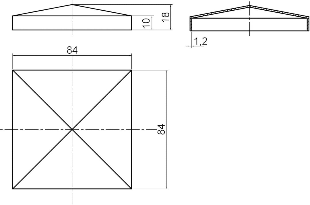 10 x SO-TOOLS® Pfostenkappe Pyramide Stahl verzinkt Abdeckkappe für Pfosten 80 x 80 mm 80 x 80 mm (1