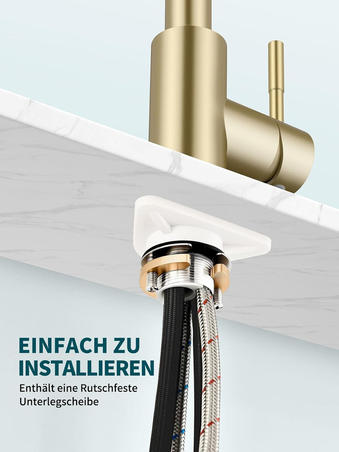 Wasserhahn Küche, Ausziehbare Küchenarmatur mit Sprühbrause aus Edelstahl und 2 Sprühfunktionen, 360