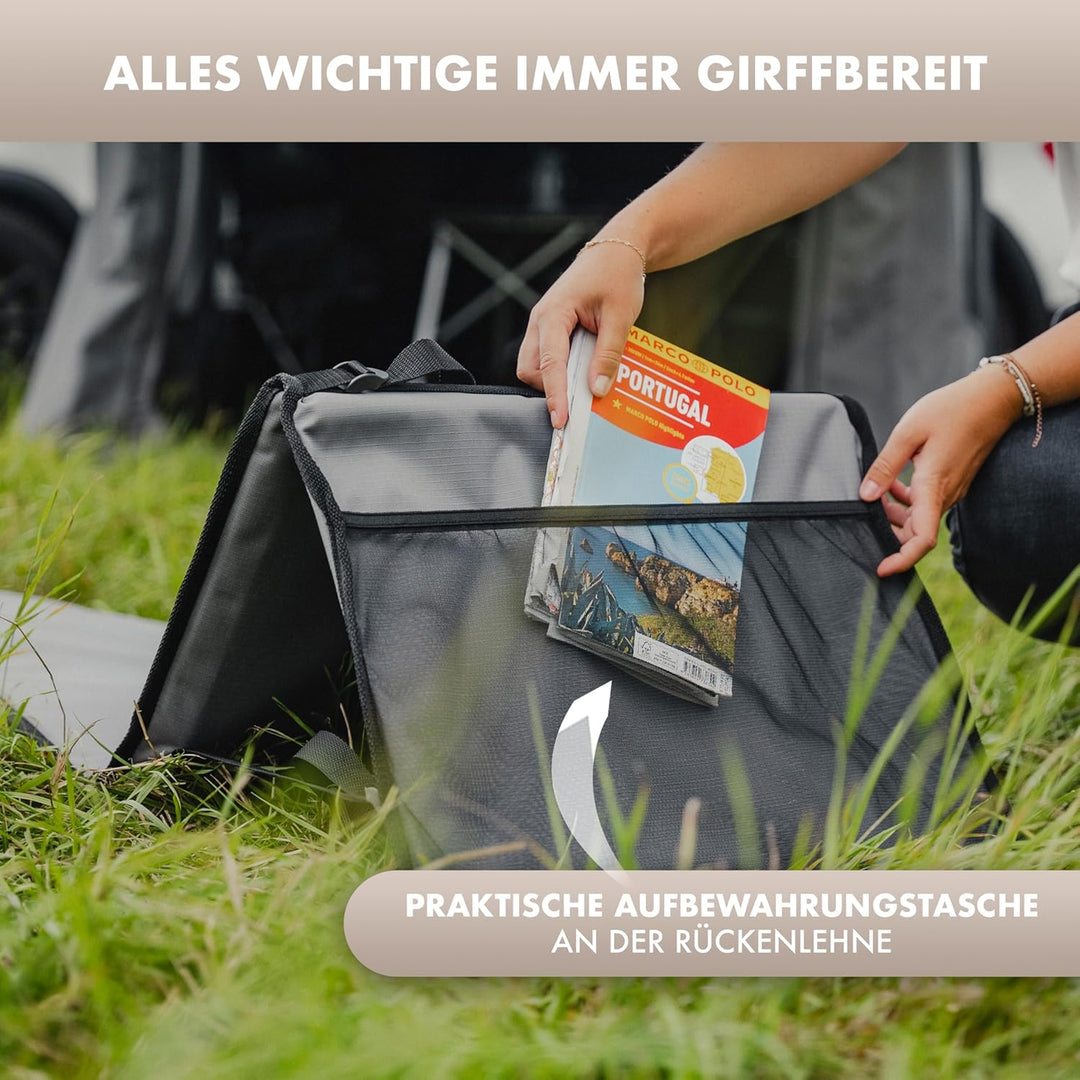 NATURBUMMLER Campingliege faltbar leicht [Cloud Lounge+] – tragbare Strandliege mit Rückenlehne & Ta