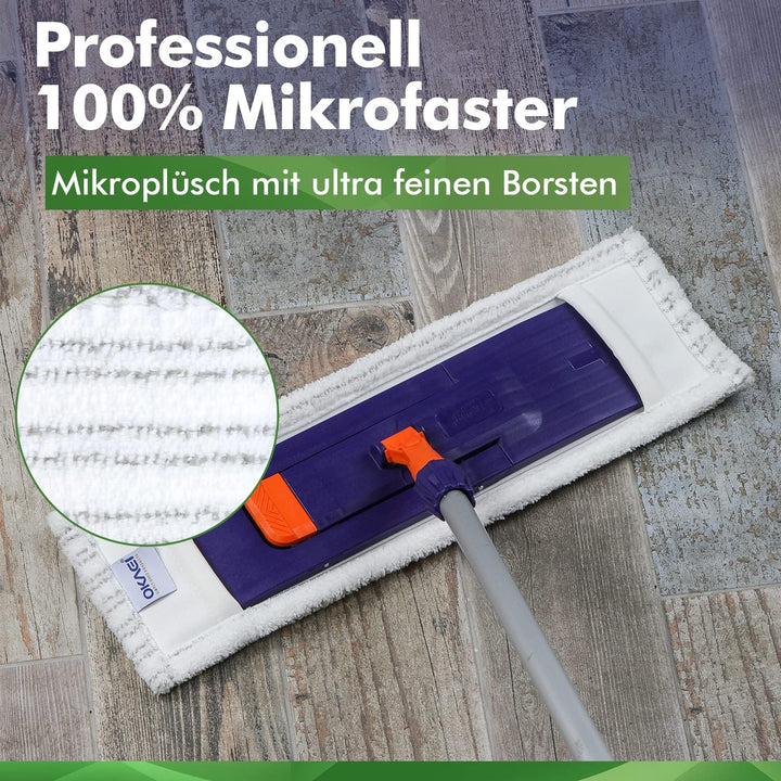 Okaei 10 Stück Wischmopp Bezug (40 cm) - Premium Bodenwischer-Wischbezug aus 100% Microfaser - Bezug