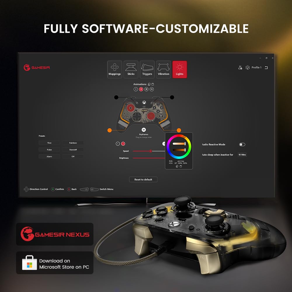 GameSir Kaleid Flux Transparent Wired Controller- Gaming Controller Officially Licensed for Xbox Ser