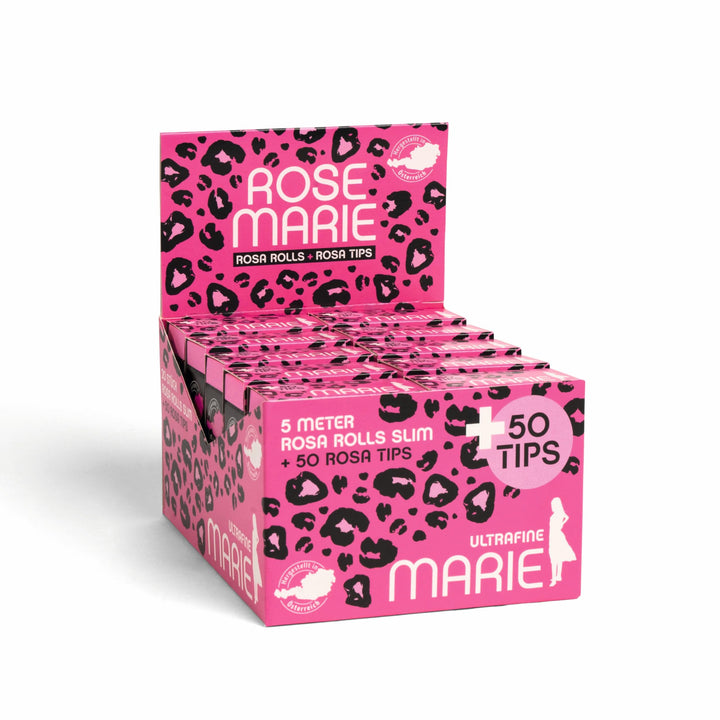 MARIE® ROSEMARIE Slim COMBI Rolls mit Rosa Tips 5 Meter x 20 Rolls | Rosa Longpapers und Tips zum Dr