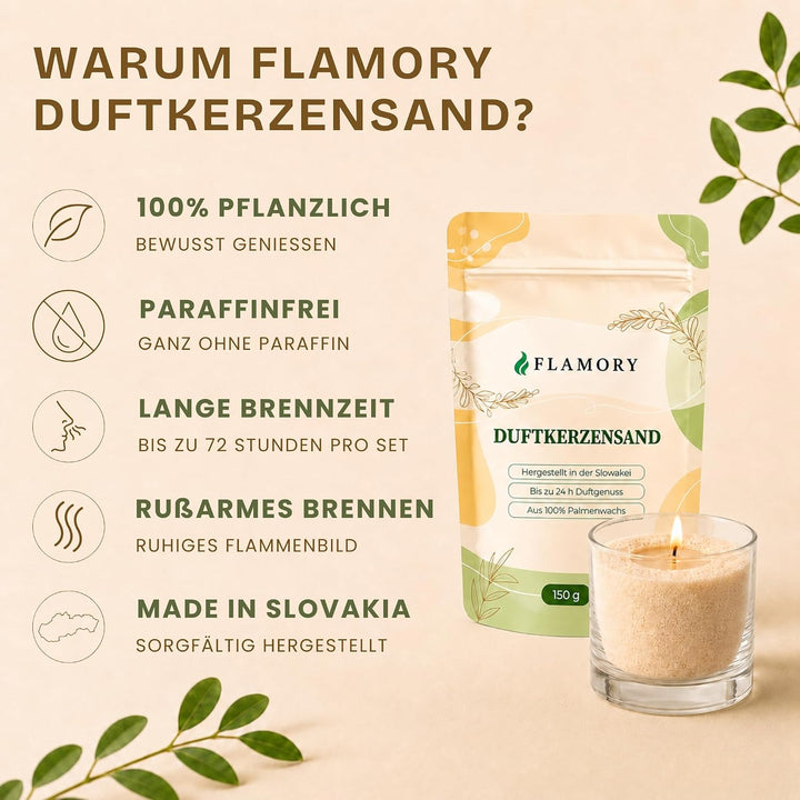 Duftkerzensand Set – mit Duft & Dochten (9 Stk.) – ohne Paraffin – aus Pflanzenwachs – einfache Anwe