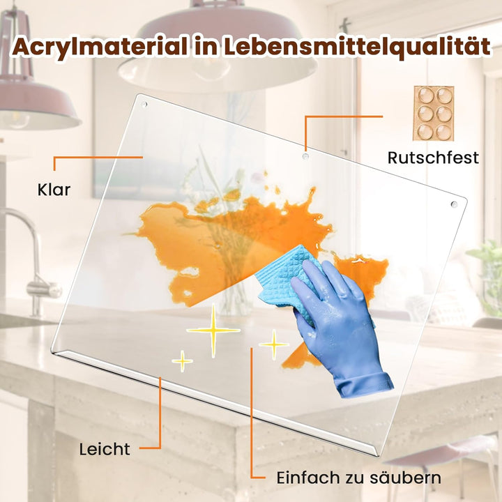 Acryl Schneidebrett Klein, 40x30cm Cutting Board, Schneidbretter Rutschfest mit Lippe, Schneidebrett