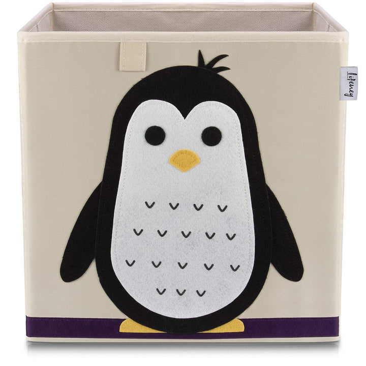 LIFENEY Aufbewahrungsbox mit Pinguin Motiv I Spielzeugbox mit Tiermotiv passend für Würfelregale I O