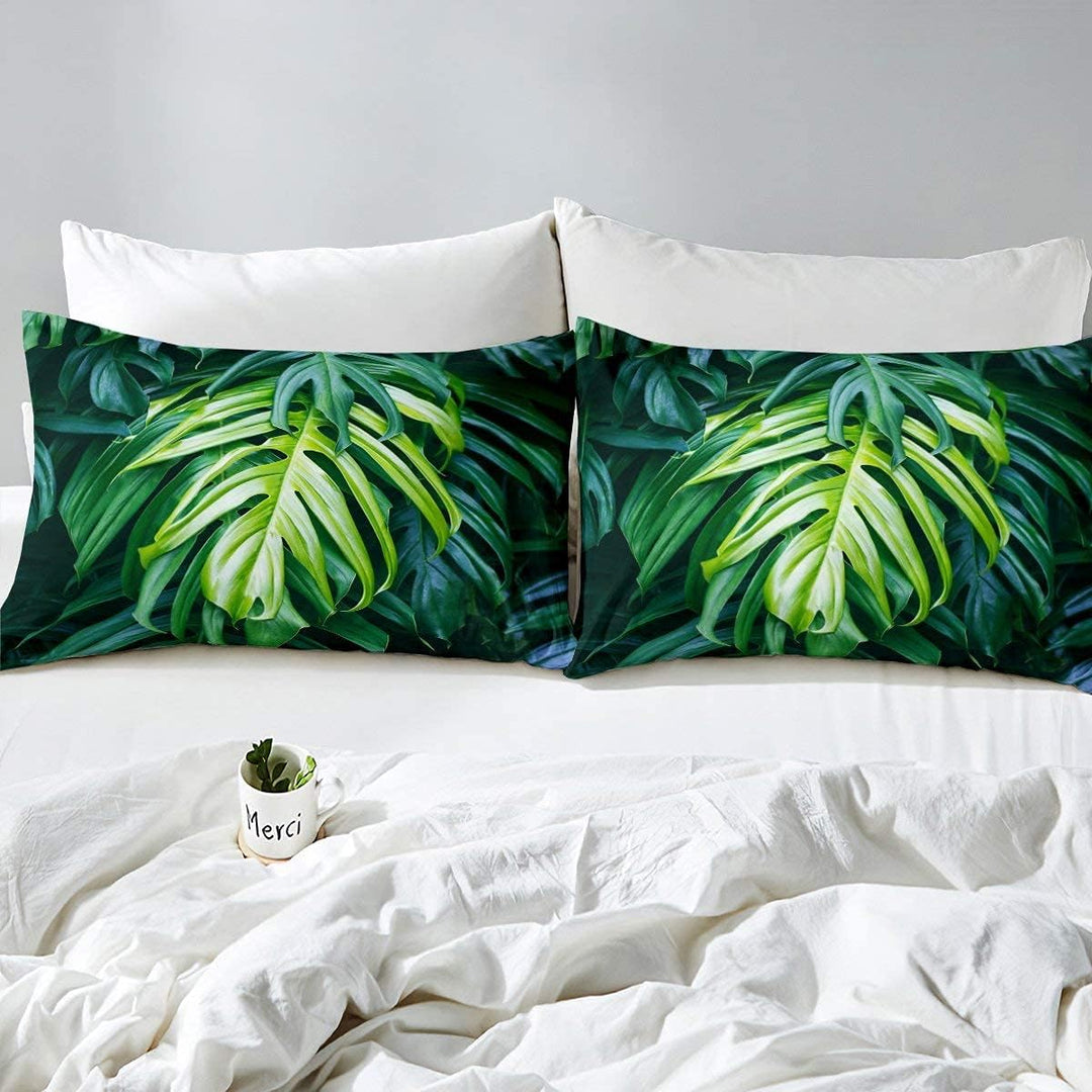 Homewish Palm Leaf Bettwäsche Set,Monstera Trösterbezug,Hawaiian Tropical Leaves Bettbezug für Kinde