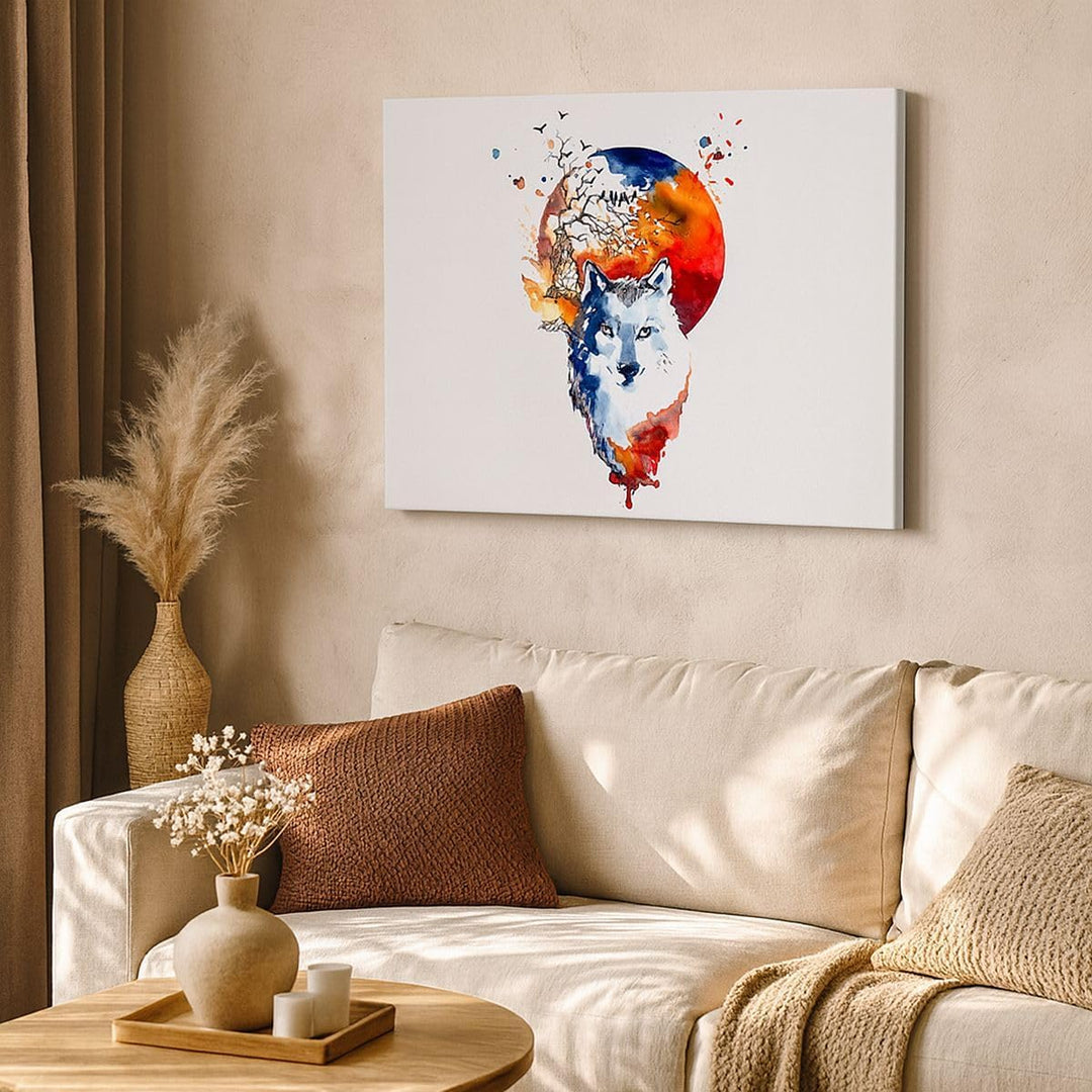 Bilder auf Leinwand 100x70cm Leinwandbild Tierwelt Pelz Abbildung Mond Gross Wanddeko Bild Schlafzim