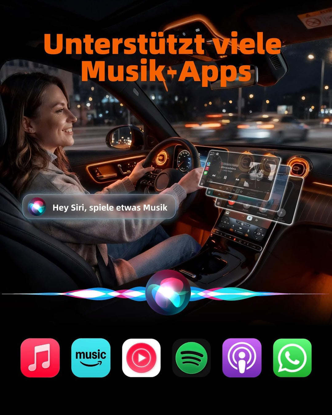 LINGHUANG Wireless CarPlay Adapter &amp; Android Auto Wireless Adapter for Apple iPhone Upgrade von Wire