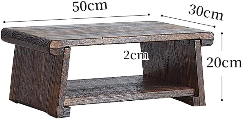 Beistelltisch, Couchtisch 2-stufig mit Ablageregal, Retro japanischer Teetisch, Tatami-Tisch für Woh