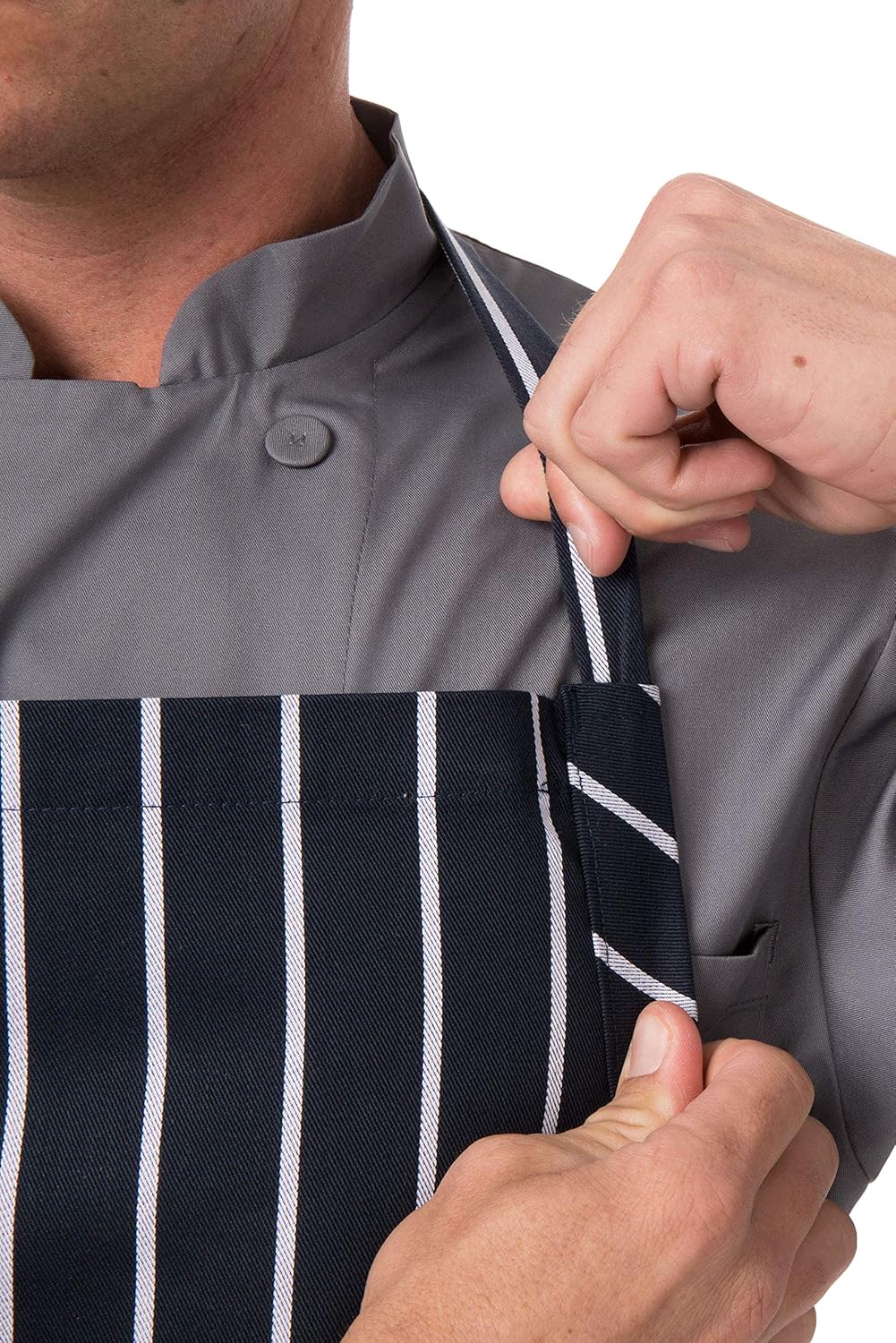 Chef Works Unisex Englische Kochschürze, Marineblau mit Kreidestreifen, Einheitsgrösse Einheitsgröss