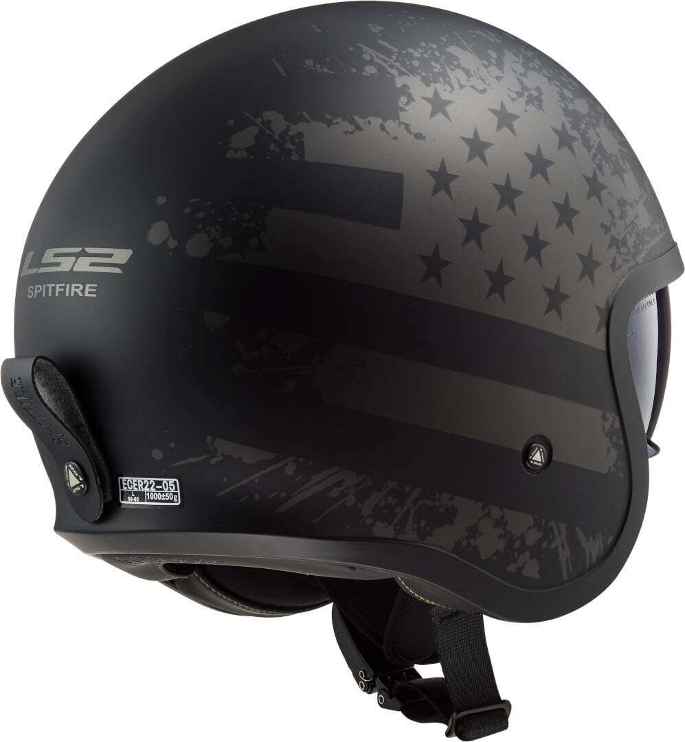 LS2, Jethelme motorrad Spitfire Black Flag, M M Schwarz, M Schwarz