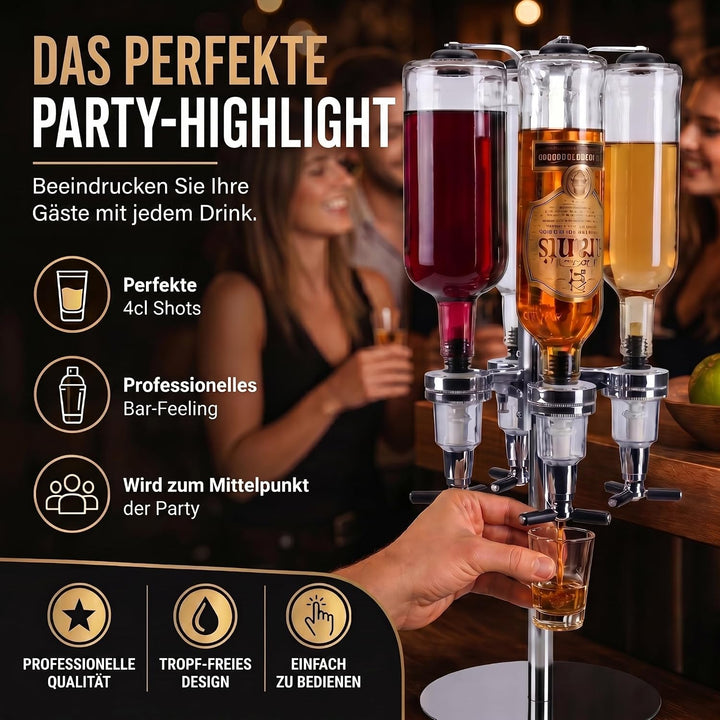 GOODS+GADGETS Bar-Butler für Spirituosen Flaschenhalterung für Getränke 4cl Dosierer Getränkespender