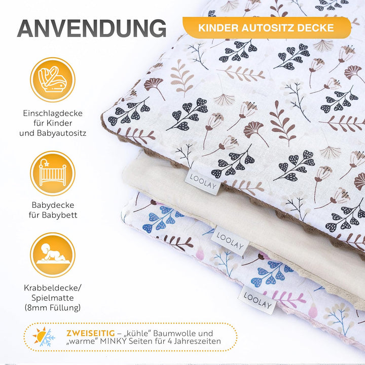 LOOLAY Einschlagdecke Babyschale kompatibel mit 3 und 5 Punkt Gurtsystemen – Babydecke für Autositz