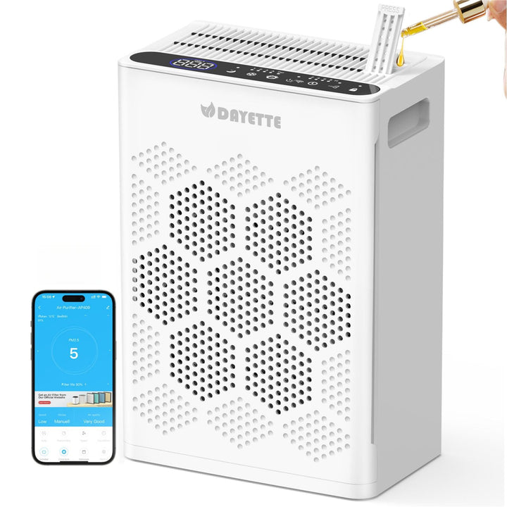 Luftreiniger Allergiker für Wohnung, HEPA H14 Filter mit waschbarem Vorfilter gegen Zigarettenrauch,