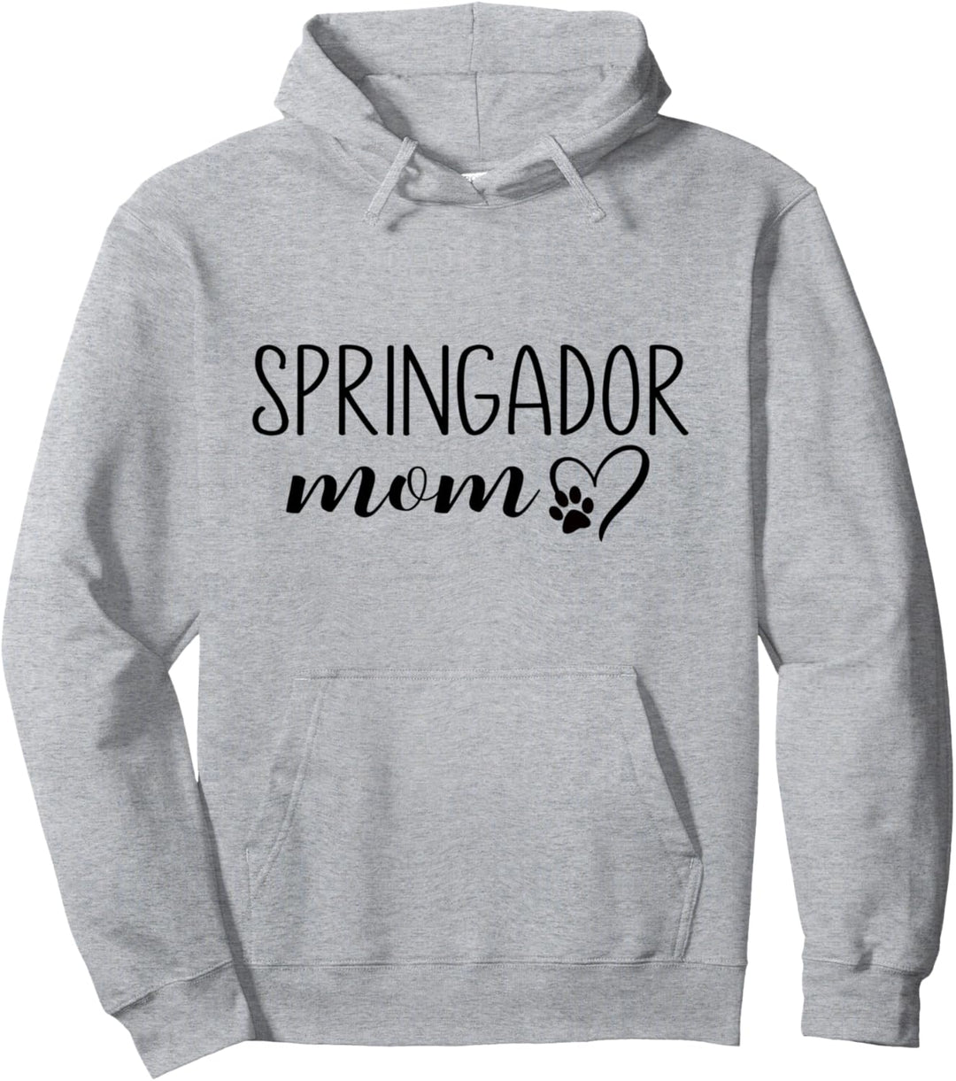 Dog Paw Print Heart Springador Mom Pullover Hoodie