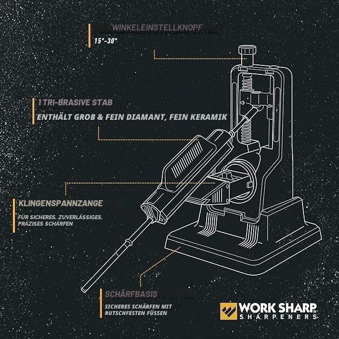 WORK SHARP® Precision Adjust Profi Messerschärfer mit Fest-Winkel 15 - 30°- Diamant Messerschleifer