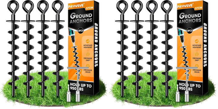 Schwerlast Bodenanker 4 Pack,Robust voll verschraubter Erdanker zur Befestigung von Trampolinen, Vor