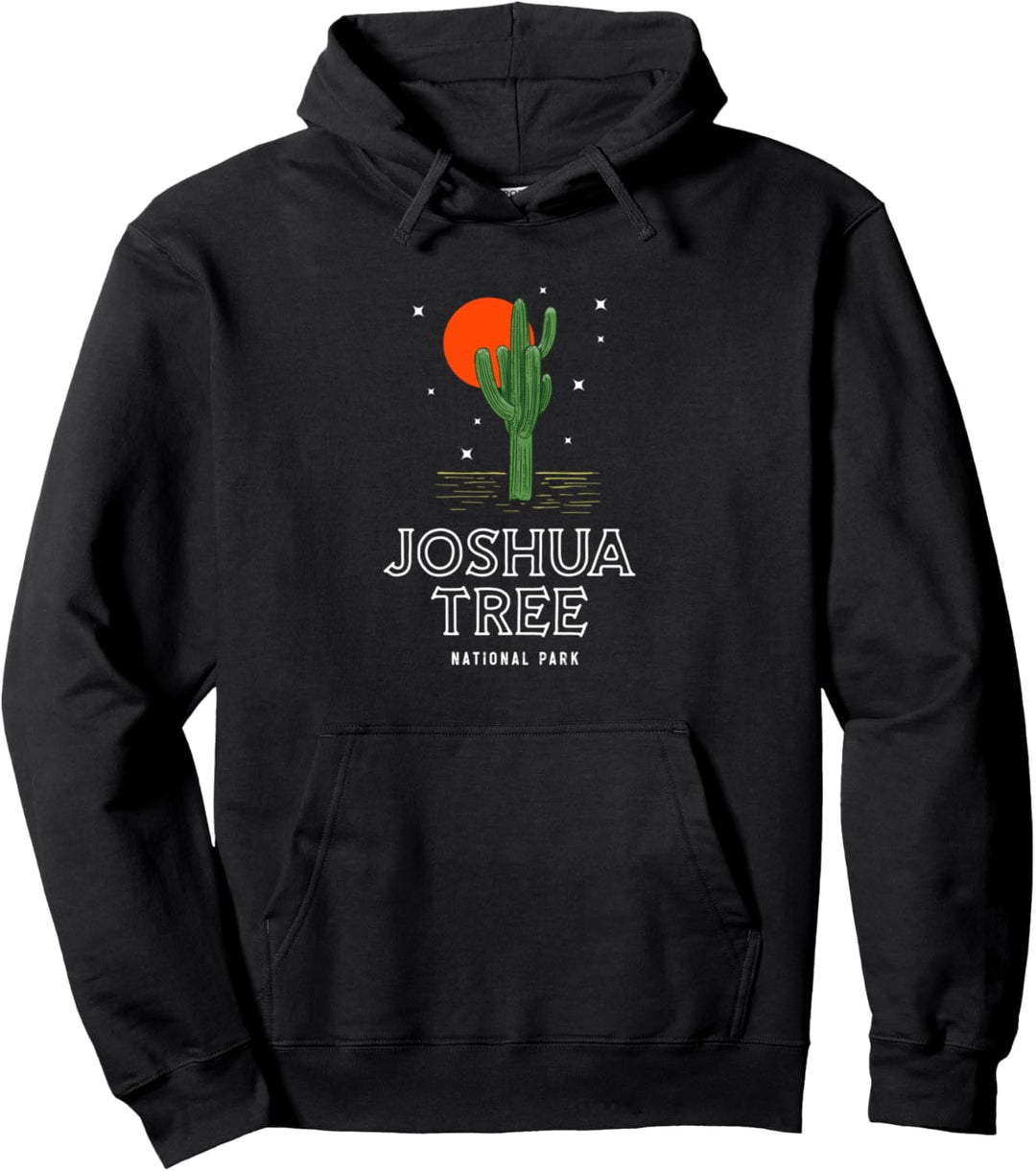Joshua Tree Cactus Moon &amp; Stars Vintage Retro Graphic Pullover Hoodie