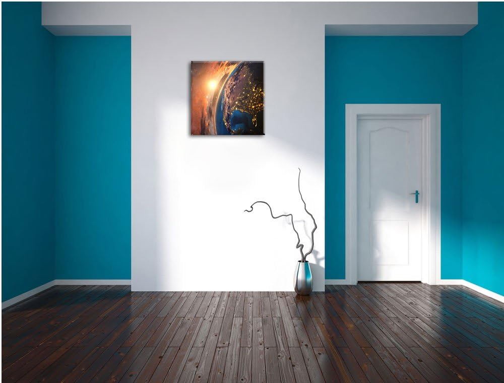 Pixxprint 3D-Rendering von detaillierten bunten Erde, Format: 70x70 auf Leinwand, 70x70