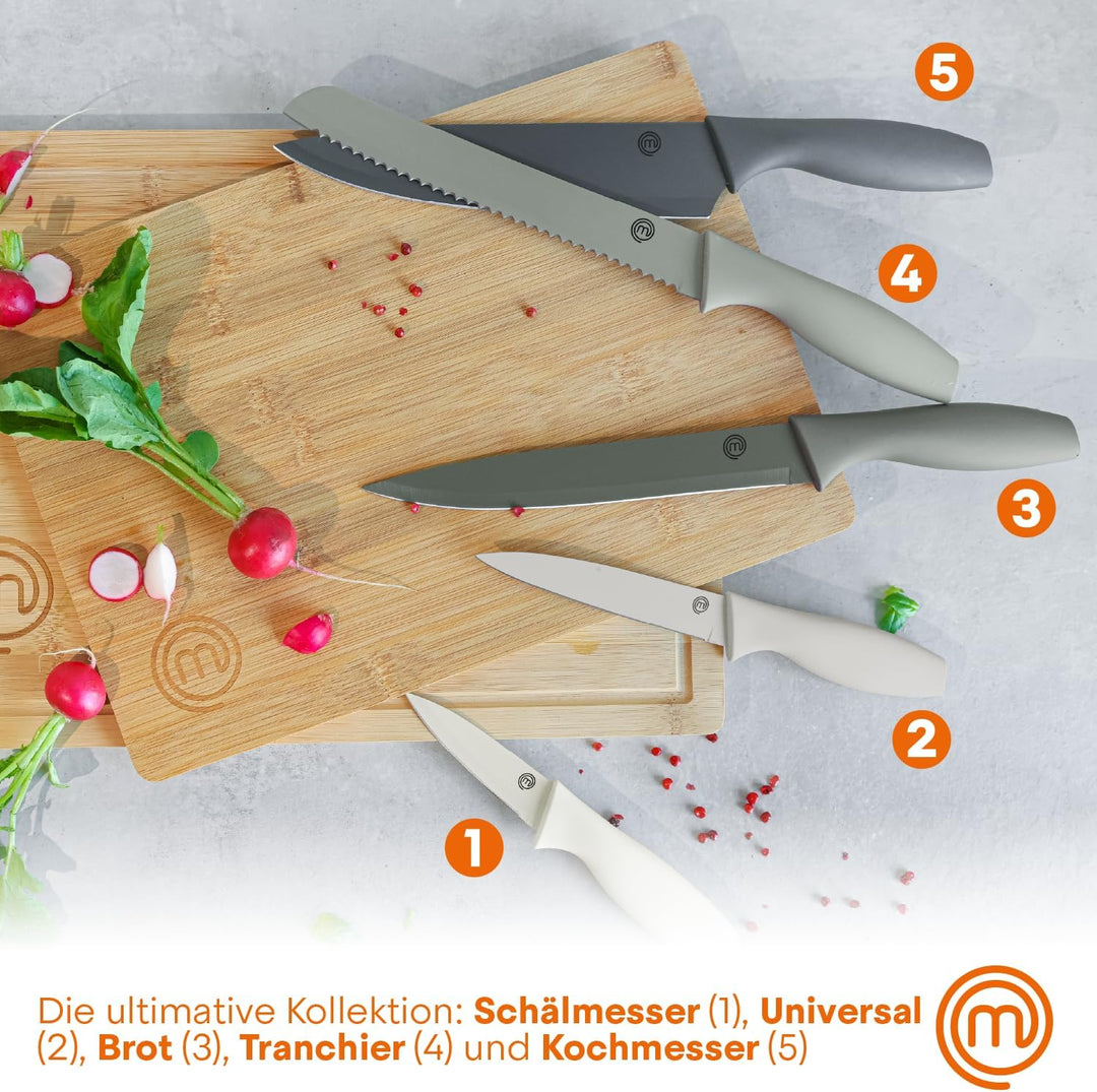 MasterChef Messerset, Küchenmesser Set ink. Kochmesser, Gemüsemesser, Schälmesser, Schneidemesser &amp;