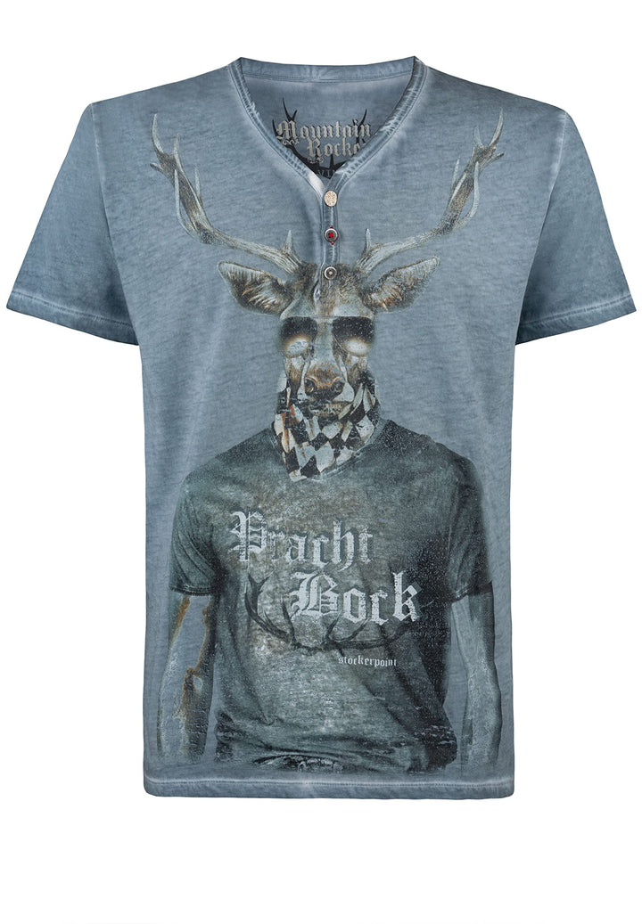 Stockerpoint Herren Prachtbock Trachtenshirt, Rauchblau