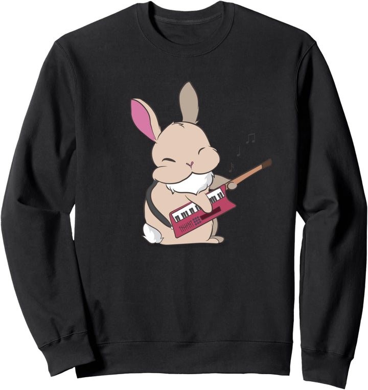 Hase spielt Keyboard Kaninchen Musik Sweatshirt