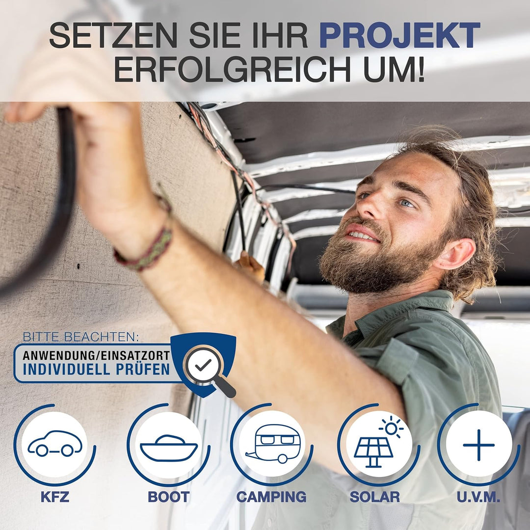 EBROM Batteriekabel, 16 mm² schwarz, fertig konfektioniert, ab 30 cm bis 10 Meter, viele Längen mit