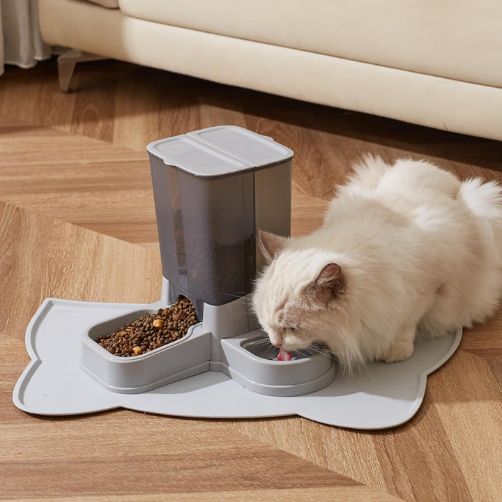 Automatischer Katzenfutterspender, 2-in-1 Abnehmbarer Schwerkraft-Futter- und Wasserspender für Katz