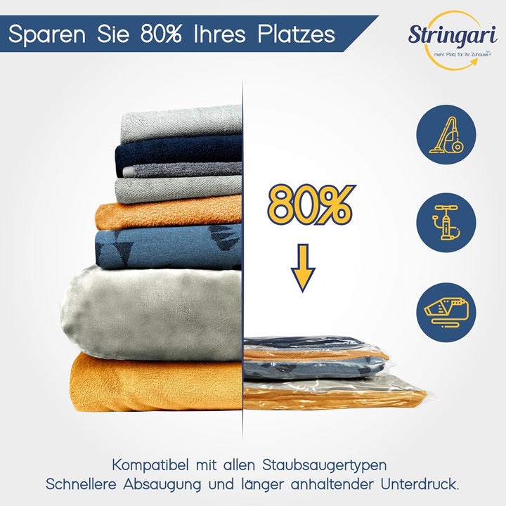 Stringari Vakuumbeutel für Kleidung Staubsauger 4er Set L 80x60 – Vakuumbeutel für Bettdecken von Hö