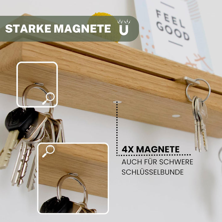 ASTREIN® | Schlüsselbrett aus Holz | Magnetisches Schlüsselbrett | Schlüsselaufbewahrung aus Eiche |