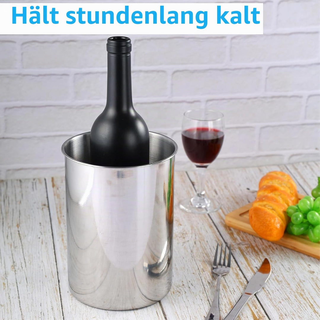 6er Set Stapelbarer Verdickter Edelstahl Eiskübel 750 ML Kühlkübel für Wein, Bier &amp; Champagner, Meta