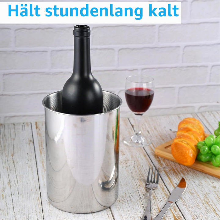 6er Set Stapelbarer Verdickter Edelstahl Eiskübel 750 ML Kühlkübel für Wein, Bier &amp; Champagner, Meta