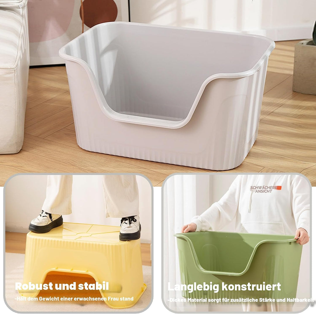 Vealind Katzenklo Offen, Gross Katzentoilette, Hoher Rand Katzenklo, Katzentoiletten mit Hohem Rand